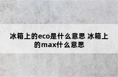 冰箱上的eco是什么意思 冰箱上的max什么意思